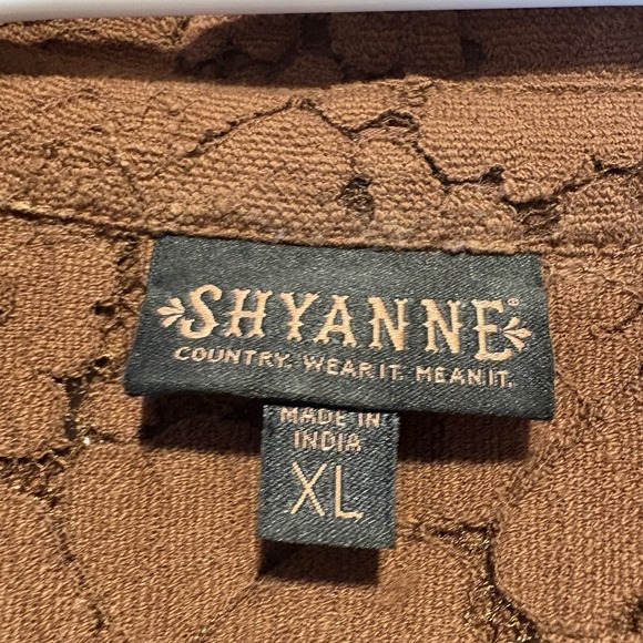 Shyanne Brown Lace Button Down Shirt with Fringe - Picture 10 of 10